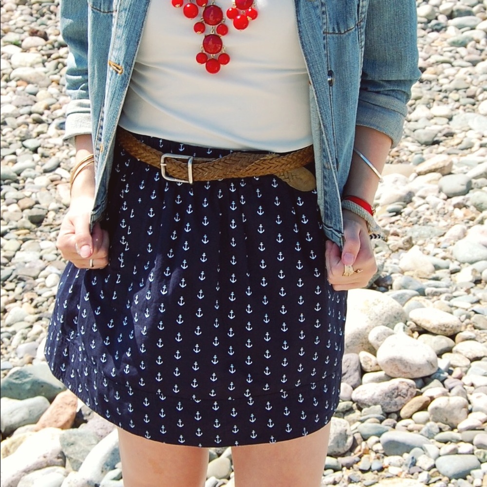 J Crew Navy Nautical Skirt